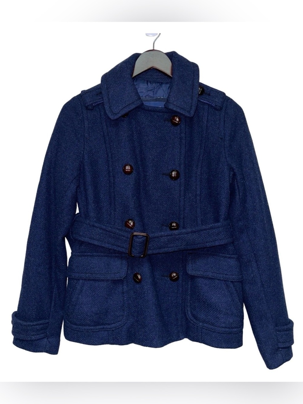 American Eagle Blue Double Breasted Wool Pea Coat Women's Size Small